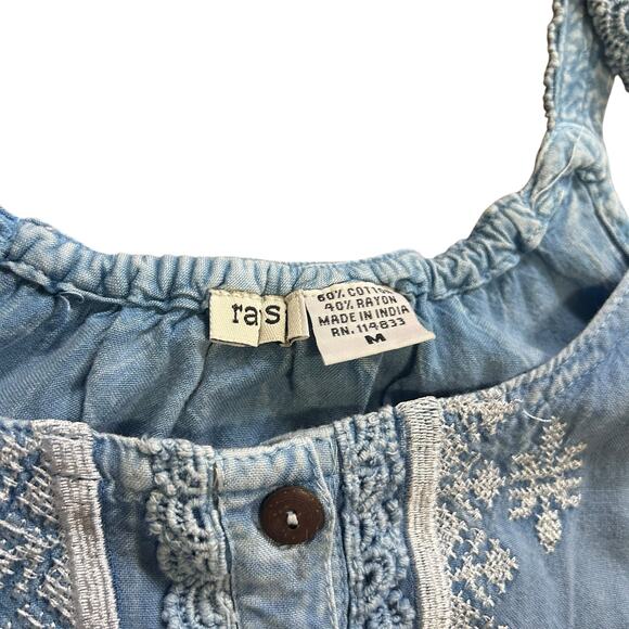 Raya Sun Women's Rayon Blend Button Front Embroidered Sundress size M - Picture 5 of 7